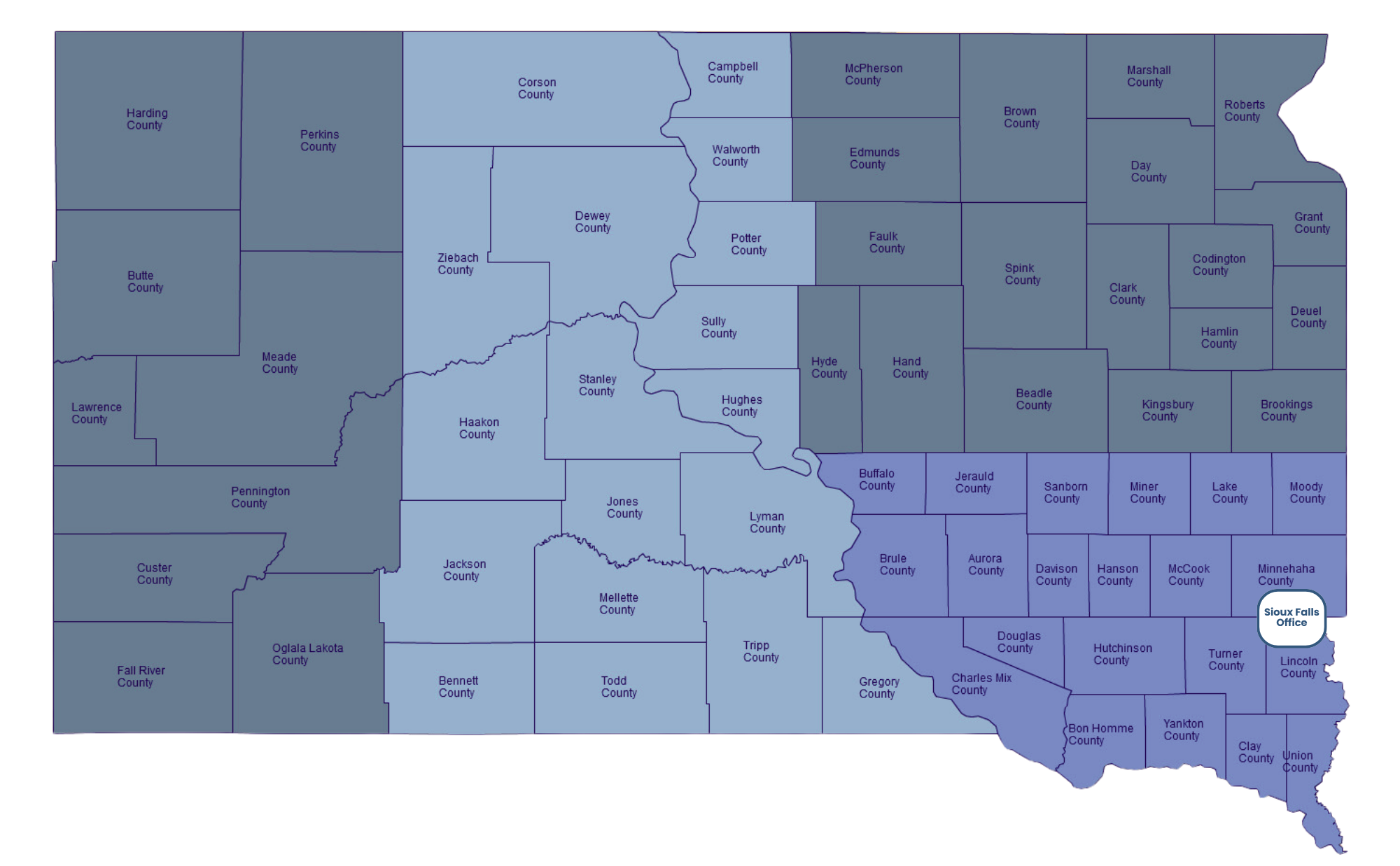 SD Service Area Map